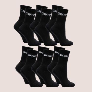 Imagem de Kit 6 Pares Meia Topper Cano Alto Conforto Total, Preto, 39 a 44