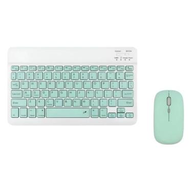 Imagem de Kit Teclado e Mouse Sem Fio Recarregável Multifuncional PC Tablet e No