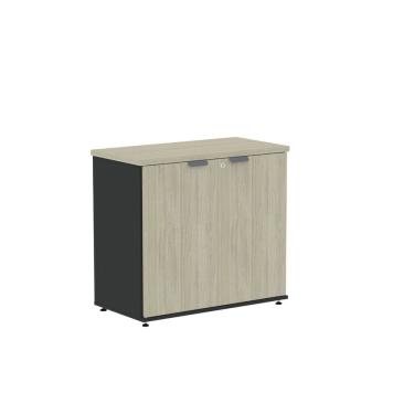Imagem de Armário Baixo para Escritório com 2 Portas P25 Castanheira Natural/Preto