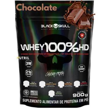Imagem de Whey Protein 100 HD Pure 900g BLACK SKULL Isolado Hidrolisado Concentrado Suplemento de Proteína-Unissex