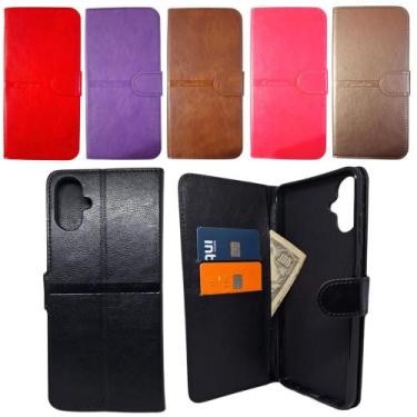Imagem de Capa Carteira Para Samsung A07 (Tela de 6.7) Capinha Case Cor:Azul Mar