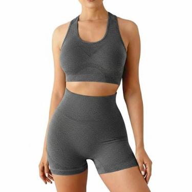 Imagem de Conjunto Esportivo Cinza Academia Fitness Levanta Bumbum - B2