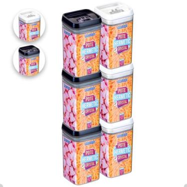 Imagem de 6 Potes Hermeticos Porta Mantimentos Empilháveis De 2300 Ml - Injeplas