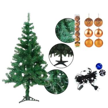 Imagem de Árvore de Natal 60cm Bolas Douradas 6pçs e Pisca Led Branco - 01Smart