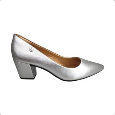 Imagem de Sapato Social Light gel Scarpin Bico fino Salto Grosso 595, 35, Metali