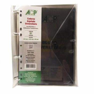 Imagem de Fichário Caderno Argolado A4 com Capa Acp + Bloco 96Fls Cor:Fumê, Fumê