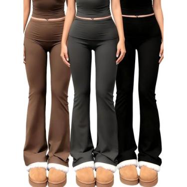 Imagem de Calças de ioga TELUPDI Flare de cintura alta e leggings femininas