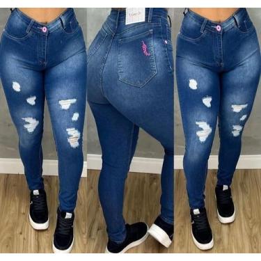 Imagem de Calça Jeans Skin feminina Cintura Alta - Moda_kah, Azul, P