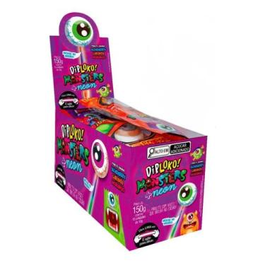 Imagem de Pirulito Diploko Neon Monster Olho 10g 15 Unidades