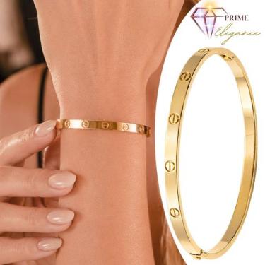Imagem de Bracelete com Detalhes Parafuso Articulado com Encaixe Banhado a Ouro 