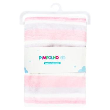 Imagem de Manta Bebê Infantil Macia Linda Cor Listras Rosa Pimpolho