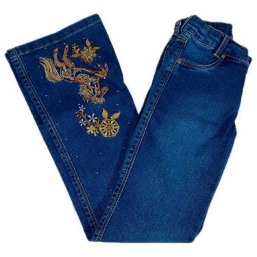 Imagem de Calca Country Infantil Feminina Cavalo Strass Bill Way 116, Azul, 2