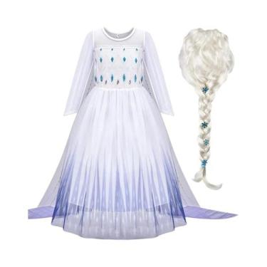 Imagem de Vestido De Princesa Branco Da Disney Elsa Frozen Para Meninas, Manga L
