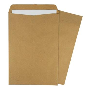 Imagem de 10 Unidades Envelope Kraft Saco Liso A4 24x34cm 80g/m² para Guardar Or