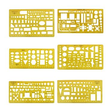 Imagem de DYNWAVE Conjunto de modelos de arquiteto para estêncil de régua técnica para desenho de geometria de planta, medição de de design de interiores, 6 peças