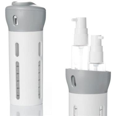 Imagem de Dispenser Porta Shampoo e Cremes Para Viagens 4 Em 1