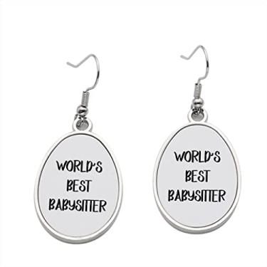 Imagem de Brinco World's Best Babysitter – Brincos pendentes para meninas – Presente de festa de aniversário dos namorados, Metal, Sem pedras preciosas