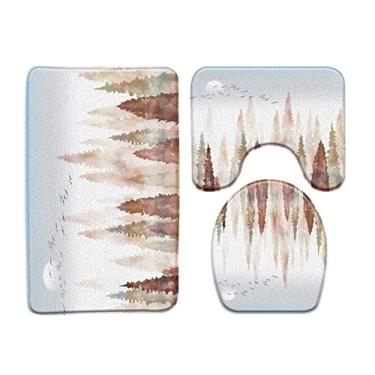 Imagem de Tapete de banho de bambu de tinta estilo chinês 3 conjunto de plantas pintadas à mão tapetes de banheiro tapete de banheira tapetes higiênicos antiderrapantes produtos de banheiro, 1086x, 3 pcs tapetes, 450mmx750mm