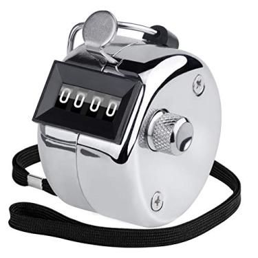 Imagem de KTRIO Contador de contagem portátil de metal com 4 dígitos, contador de cliques, contadores mecânicos manuais, contadores de passos, para treinamento, tricô, pessoas, colo, pesca, golfe e linha, 1