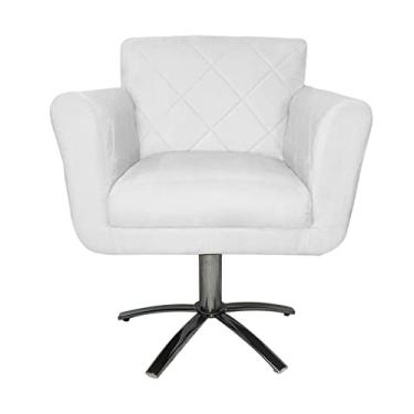 Imagem de Poltrona Decorativa Isabela em Tressê Pés Metal Giratório Suede Branco - DS Estofados