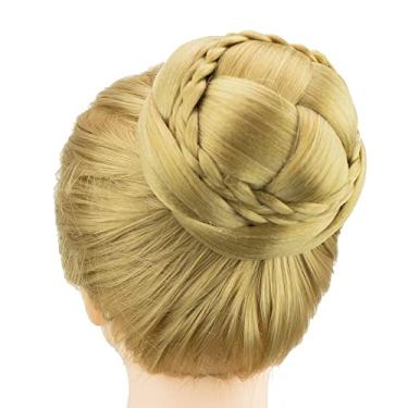 Imagem de IMISSU Cobertura de cabelo chignon trançado dançarina rosquinha peruca de cabelo scrunchie coque para mulheres (M2 Loira Cinza)