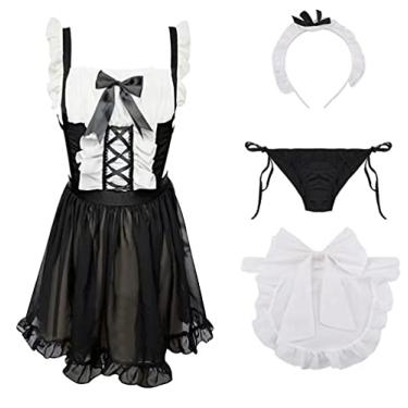 Imagem de SINGUYUN Sexy French Maid Dresses Anime Costume Maid Cosplay Lingerie Cute (WWA2028Black)