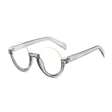 Imagem de Óculos de sol femininos redondos sem aro fashion com gradiente retrô lentes transparentes armação sombras UV400,7,China