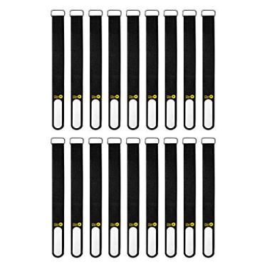 Imagem de Wrap-It Storage Cinch-Straps, 20,32 cm (pacote com 18) preto – tira de gancho e laço com escrita na etiqueta para facilitar a identificação de cabos e gerenciamento de cabos