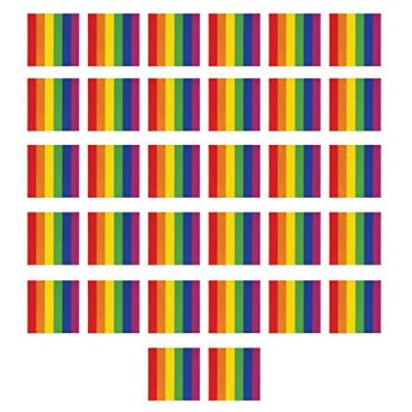 Imagem de Beistle 32 peças, artigos de festa arco-íris, papel para lancheira, decoração multicolorida, chá de bebê, 16,5 x 16,5 cm, vermelho/laranja/amarelo/verde/azul/roxo