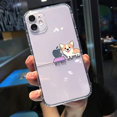 Imagem de Bonito desenho animado animal cão gato porco capa de telefone para iphone 11 13 pro max xs xr x 12 mini 7 8 plus tampa traseira à prova de choque de tpu macio claro, cão de alimentação, para iphone 7 plus