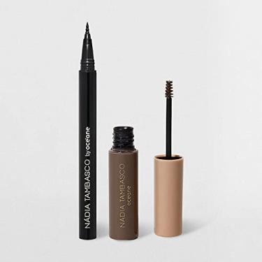 Imagem de Kit Máscara de Sobrancelha Castanho Escuro + Caneta Delineadora Nádia Tambasco By Océane (2 Produtos)