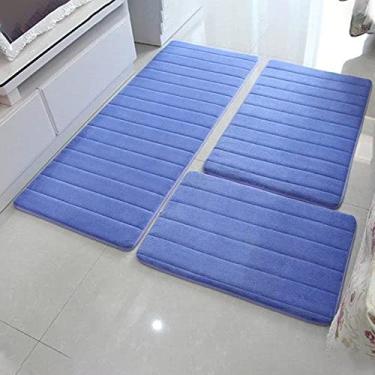 Imagem de SHENGANG Tapete de banheiro antiderrapante para sala de estar engrossar conjunto de tapete de lã coral para cabeceira de cama tapete longo para porta de quarto, azul royal, 40x60 50x80 40x120cm