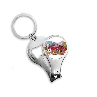 Imagem de Eagle Liberty Burger America Graffiti Nail Nipper Ring Chaveiro Abridor de Garrafas Cortador