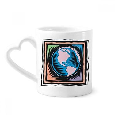 Imagem de Mysterious Blue Earth Mexican Element Caneca gravadora café cerâmica copo de coração de vidro