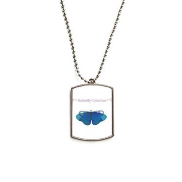 Imagem de Colar com pingente de identificação de cachorro Blue Butterfly Collection de corrente de aço inoxidável