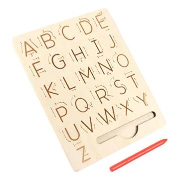 Imagem de shamjina Placa de Rastreamento de Alfabeto de Madeira Educacional Precoce Aprendizagem Pré-escolar com Caneta Placa de Exercícios de Face para