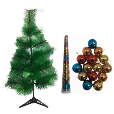 Imagem de Arvore De Natal Pinheiro De Luxo 60 Cm Altura Com 15 Bolinhas Colorida