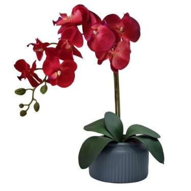 Imagem de Arranjo De Orquídea Flor Artificial No Vaso - Vermelha - La Caza Store