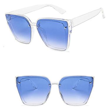 Imagem de Óculos de sol quadrado feminino vintage oversized design olho de gato óculos de sol feminino oceano cor gradiente cateye oculos de sol, 3, tamanho único