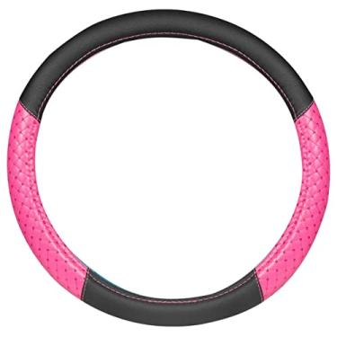 Imagem de Carbella Soho Capa para volante feminina rosa brilhante – Capa para volante brilhante bonita e elegante para carros, caminhões, Vans SUVs, ajuste universal para rodas de tamanhos 37 a 39,3 cm