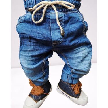 Imagem de Calça Jeans Masculina Infantil Menino Com Elastano Tam 1,2 E 3 Anos -
