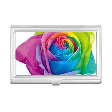 Imagem de Porta-cartões LGBT flor lésbica arco-íris gay porta-cartões carteira caixa de bolso