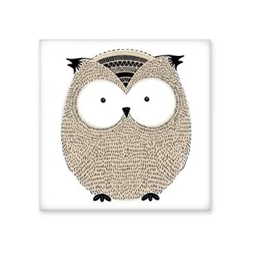 Imagem de Decalque brilhante de azulejo de cerâmica de coruja gordinha, estilo simples, pedra adornada de tijolos esmaltados