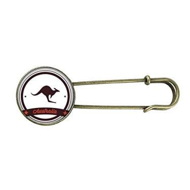 Imagem de Ilustração de broche de metal retrô com emblema da Austrália sabor canguru