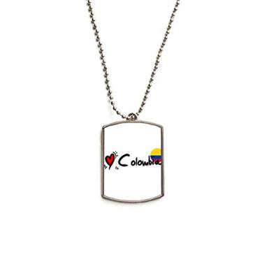 Imagem de DIYthinker I Love Colômbia Bandeira da Palavra Love Ilustração Coração Corrente de Aço Inoxidável Pingente Colar para Animais de Estimação