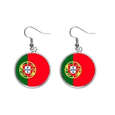 Imagem de Brinco com pingente de orelha de prata com bandeira nacional da Europa de Portugal