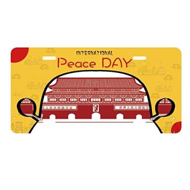 Imagem de DIYthinker Tiananmen Chairman Mao Placa de Carro Chinesa Vermelho Decoração Dia da Paz