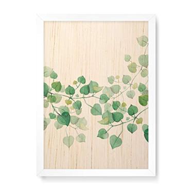 Imagem de Arte Maníacos Quadro Decorativo em Madeira Folhas Várias Centro - 23x16,25cm (Moldura caixa em laca branca)