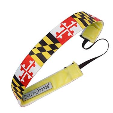 Imagem de Faixa de cabeça feminina para meninas da Sweaty Bands – Faixa de cabelo antiderrapante com forro de veludo para treino – State Pride Maryland
