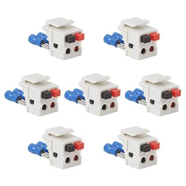 Imagem de VSeer – Conector de alto-falante com mola para placa de parede com chaveiro, fêmea para fêmea, para placas de parede de home theater – Branco, Branco, 7 Pack